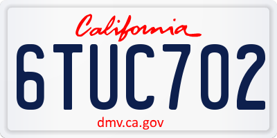 CA license plate 6TUC702