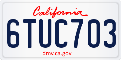 CA license plate 6TUC703