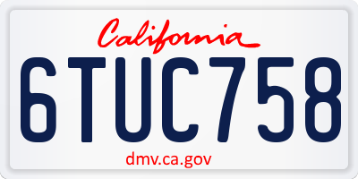 CA license plate 6TUC758