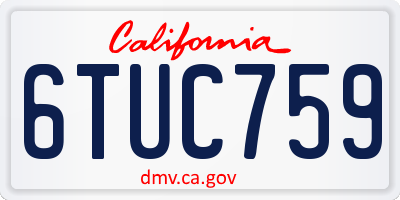 CA license plate 6TUC759
