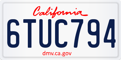 CA license plate 6TUC794