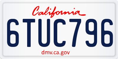 CA license plate 6TUC796