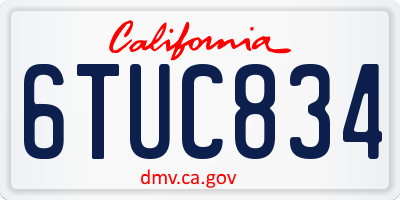 CA license plate 6TUC834