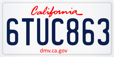 CA license plate 6TUC863