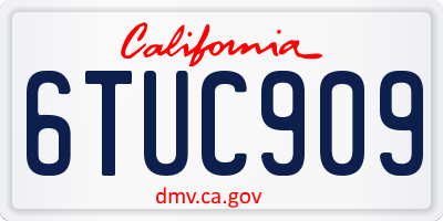 CA license plate 6TUC909