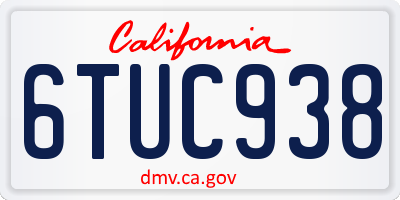 CA license plate 6TUC938
