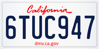CA license plate 6TUC947