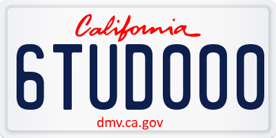 CA license plate 6TUD000