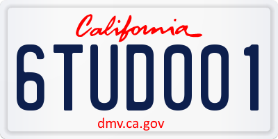 CA license plate 6TUD001