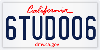 CA license plate 6TUD006