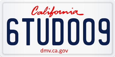 CA license plate 6TUD009