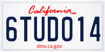 CA license plate 6TUD014