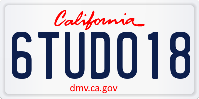 CA license plate 6TUD018