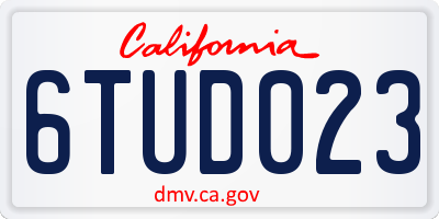 CA license plate 6TUD023