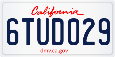 CA license plate 6TUD029