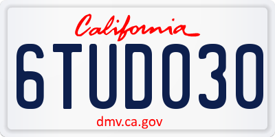 CA license plate 6TUD030