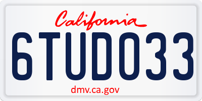CA license plate 6TUD033