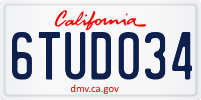 CA license plate 6TUD034