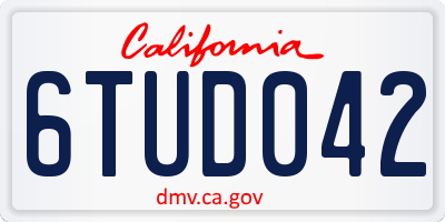 CA license plate 6TUD042