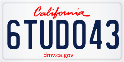 CA license plate 6TUD043