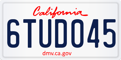 CA license plate 6TUD045