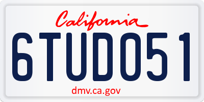 CA license plate 6TUD051