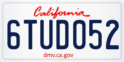 CA license plate 6TUD052