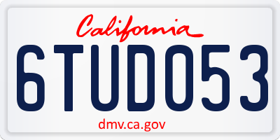 CA license plate 6TUD053