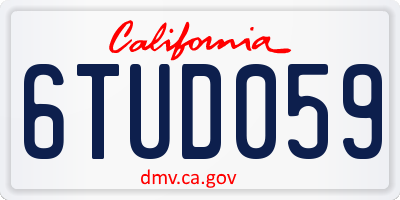 CA license plate 6TUD059