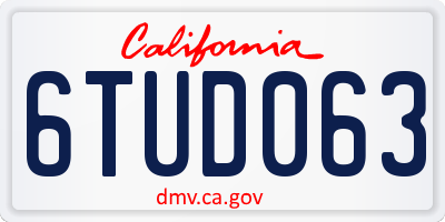 CA license plate 6TUD063