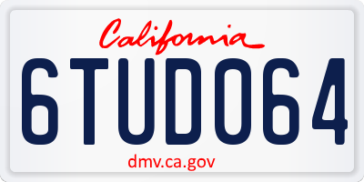 CA license plate 6TUD064