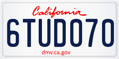 CA license plate 6TUD070