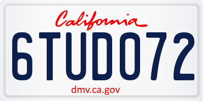 CA license plate 6TUD072