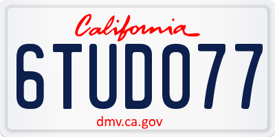 CA license plate 6TUD077