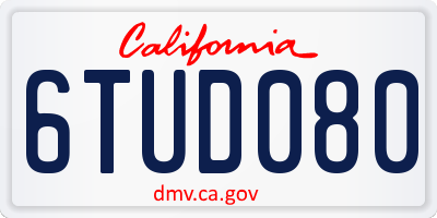 CA license plate 6TUD080