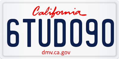CA license plate 6TUD090