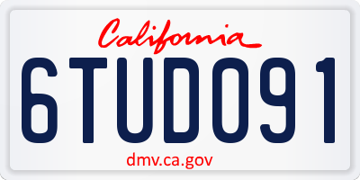 CA license plate 6TUD091