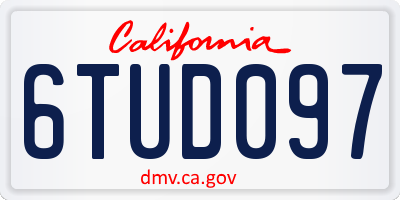 CA license plate 6TUD097