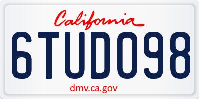CA license plate 6TUD098