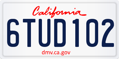 CA license plate 6TUD102