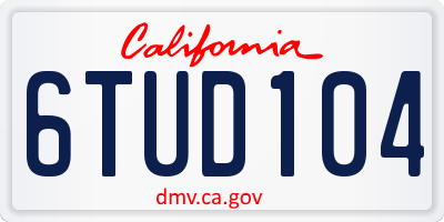 CA license plate 6TUD104