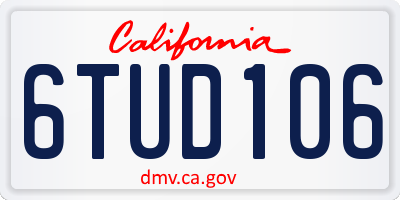 CA license plate 6TUD106