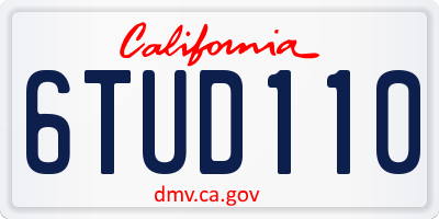 CA license plate 6TUD110