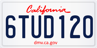 CA license plate 6TUD120