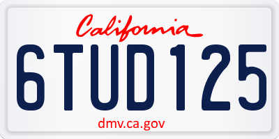CA license plate 6TUD125