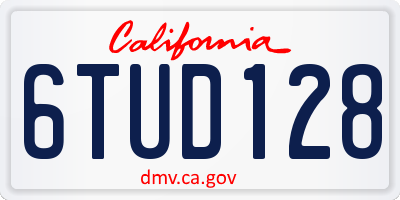 CA license plate 6TUD128