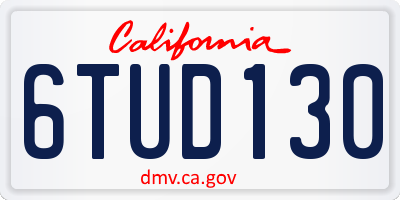 CA license plate 6TUD130