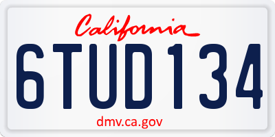 CA license plate 6TUD134