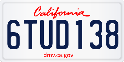 CA license plate 6TUD138