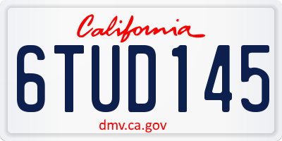 CA license plate 6TUD145